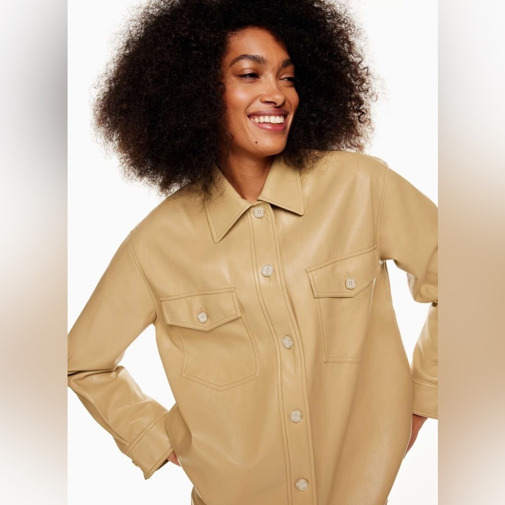 Aritzia Wilfred Vegan Leather Ganna Jacket- Sandy Beige- 2XL